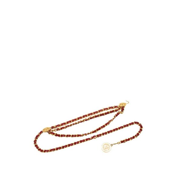CHANEL Red Leather Logo Belt - Picture 1 of 5